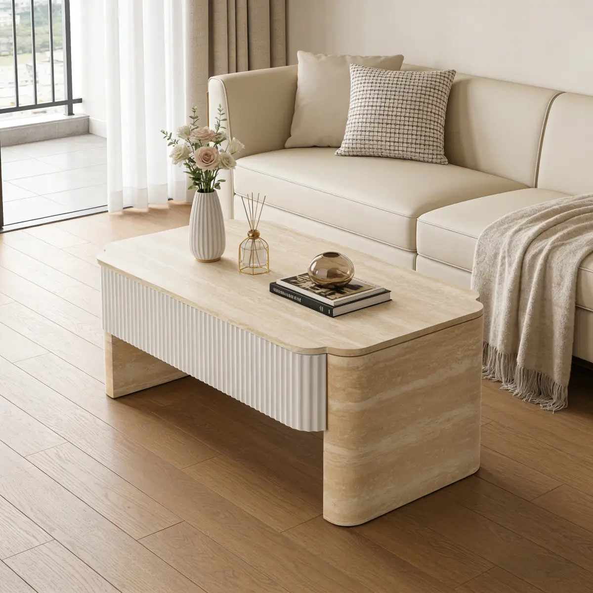 Modern Rectangular Lift-Top Coffee Table - Extendable Wooden Desk with Hidden Storage