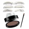 Waterproof Eyebrow Stamp Stencil Kit - Eyebrow Shaper Set, Beginner-Friendly Makeup Tool, 3 Stencil Shapes, Detachable Sponge, Brow Enhancing Natural-Looking Temporary Darkening Stamp Powder, Sparse Brows Fix, Light Brown, 0.21 oz, Brow Enhancing Eyebrow