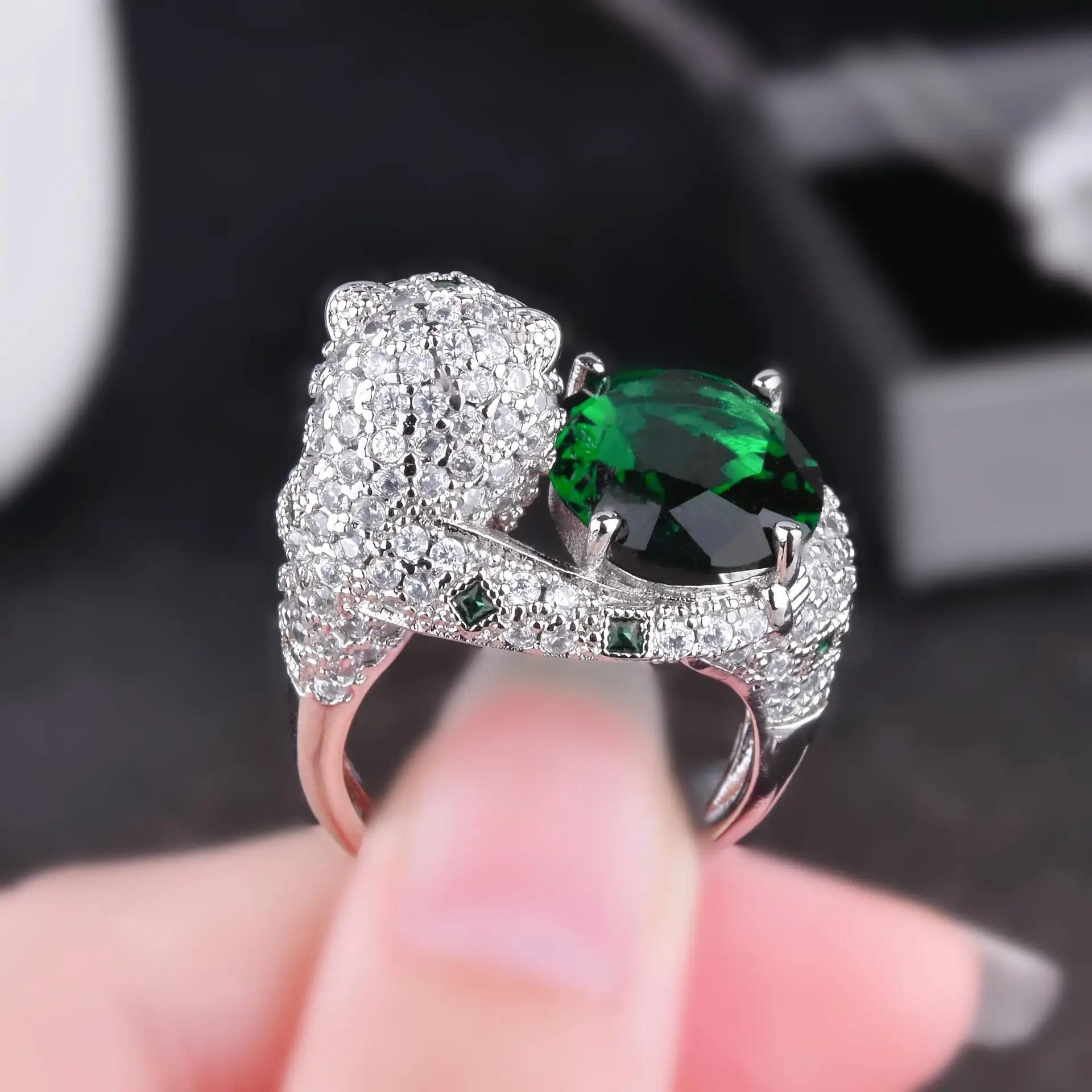 Luxurious Adjustable White Plated Leopard Ring with Cute Leopard Design Fully Adorned with Synthetic Zirconia Stones for Any Occasion