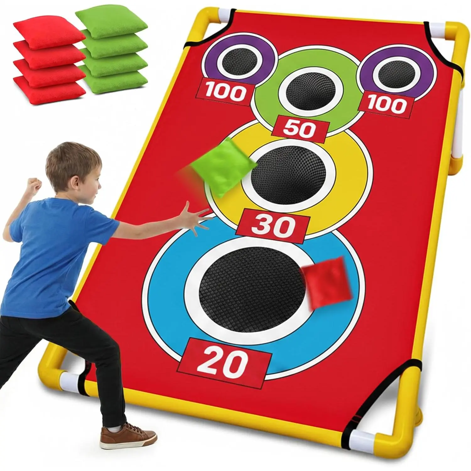 Cornhole Board with 21+ Games, 8 Bean Bags - Arcade Style Corn Hole Games for Adults and Kids, Portable Outdoor Yard Games for Kids & Family, Beach, Camping and Parties, 24x36fidget toys