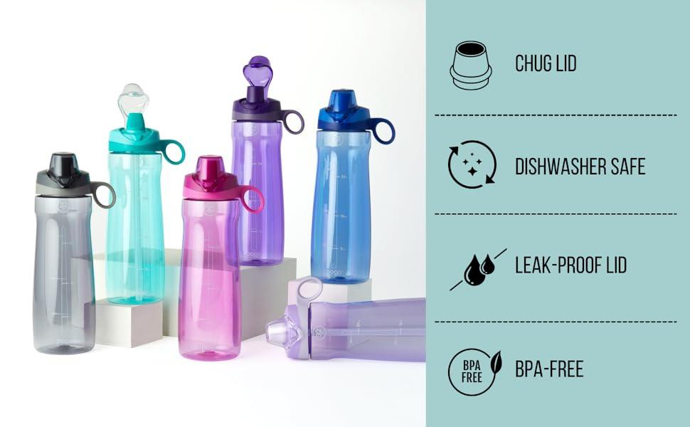 Plastic Water Bottle with Chug Lid and Carry Handle, Reusable, BPA Free, Dishwasher Safe, Perfect for Travel, School, Outdoors, and Gym |   18oz, 32oz, 40oz, 64oz gallon water jug Drinkware Cup Tumbler Mug Bottled Washable Portable Blue