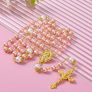 Rosary Beads Catholic for Women - Rosary Necklace Artificial Pearls, Solid Colored Simple Style Rosary Beads, Gifts for Women 2026