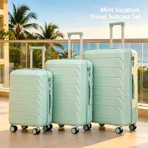 3-Piece Pastel ABS Hardshell Luggage Set with TSA Combination Lock & Silent 360° Spinner Wheels, 20/24/28 Inch Matching Color Rolling Suitcases for Business Trips & Family Vacations