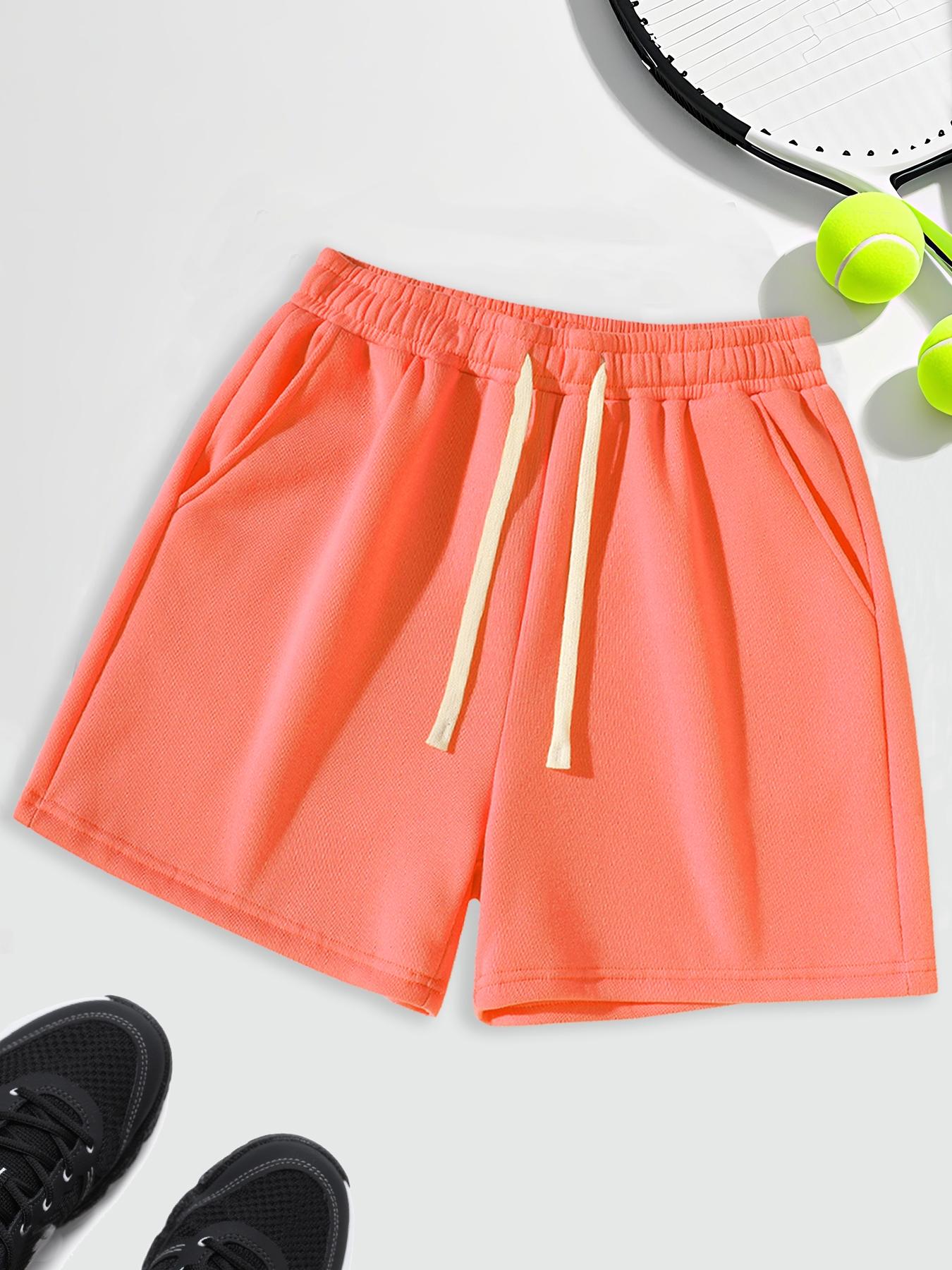 Unisex Drawstring Waist Shorts, Athleisure Casual Shorts, Soft Comfortable Solid Color Basic Style, Suitable for Casual Sports Outdoor Activities