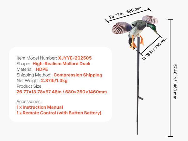 VEVOR Spinning Wing Motion Duck Decoy Outdoor Realistic Teal Decoys for Hunting 1-Pack