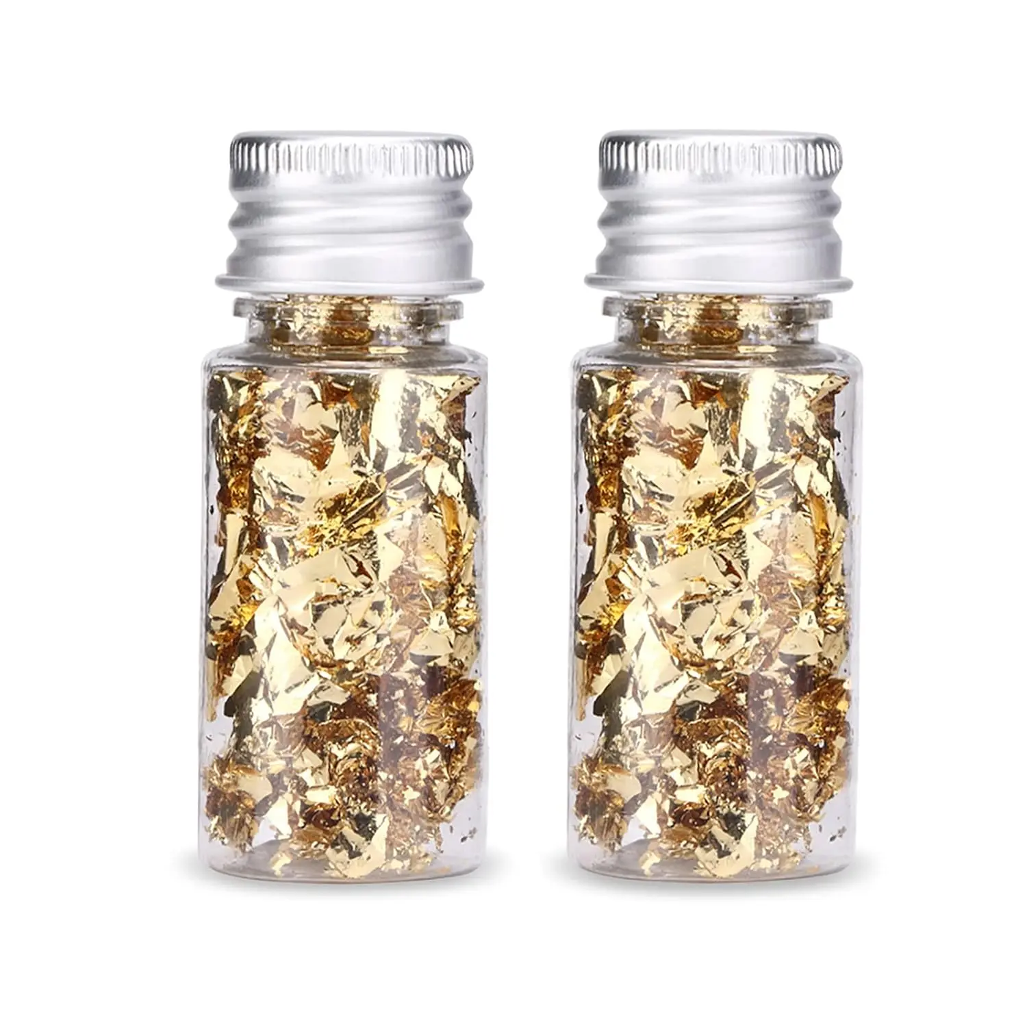 2 Bottles 10g Gold Leaf Foil Flakes for Nails Decorating Epoxy Resin Greeting Cards Paintings Candle Making