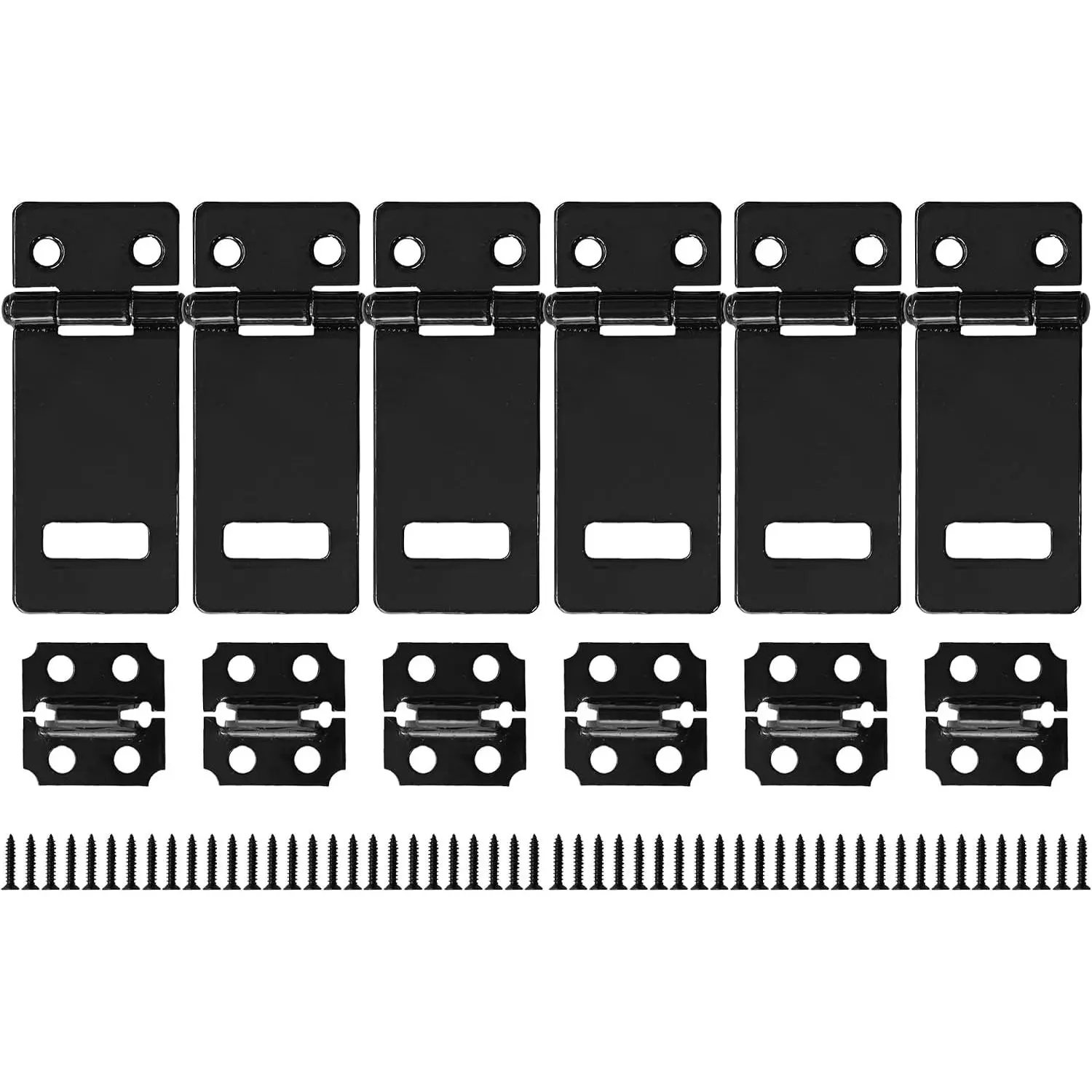 6 count 2 Inch Padlock Hasp Latch, Black Iron Door Slide Bolt Lock  Gate Clasp Hardware with Screws for  Garden Yard Wooden Fence Cabinet Window  Cage