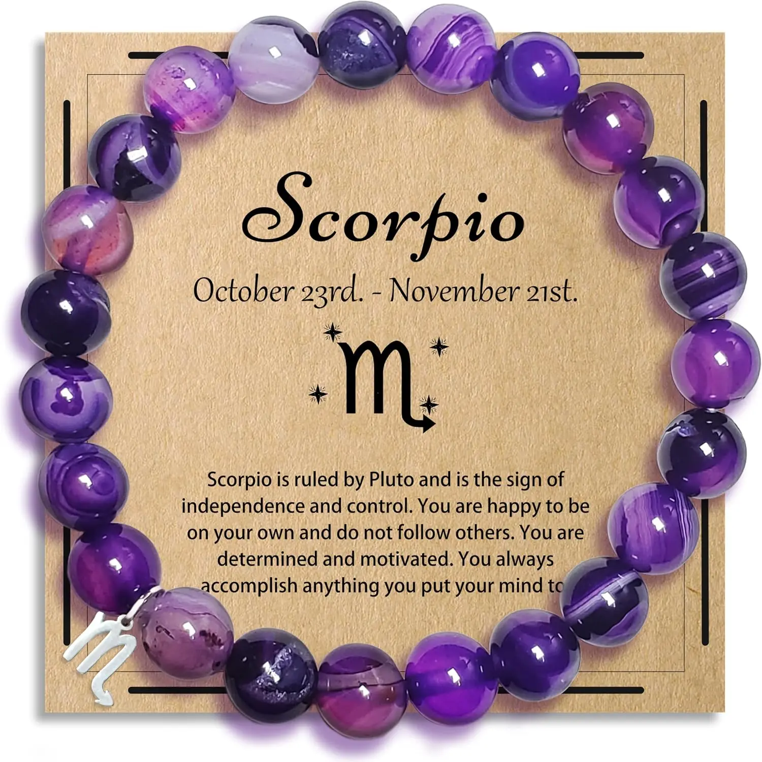Scorpio Bracelets Birthday Gifts, Zodiac Astrology Bracelets Present for Women, Horoscope Scorpio Constellation     with Wish Card for Mom  Lady