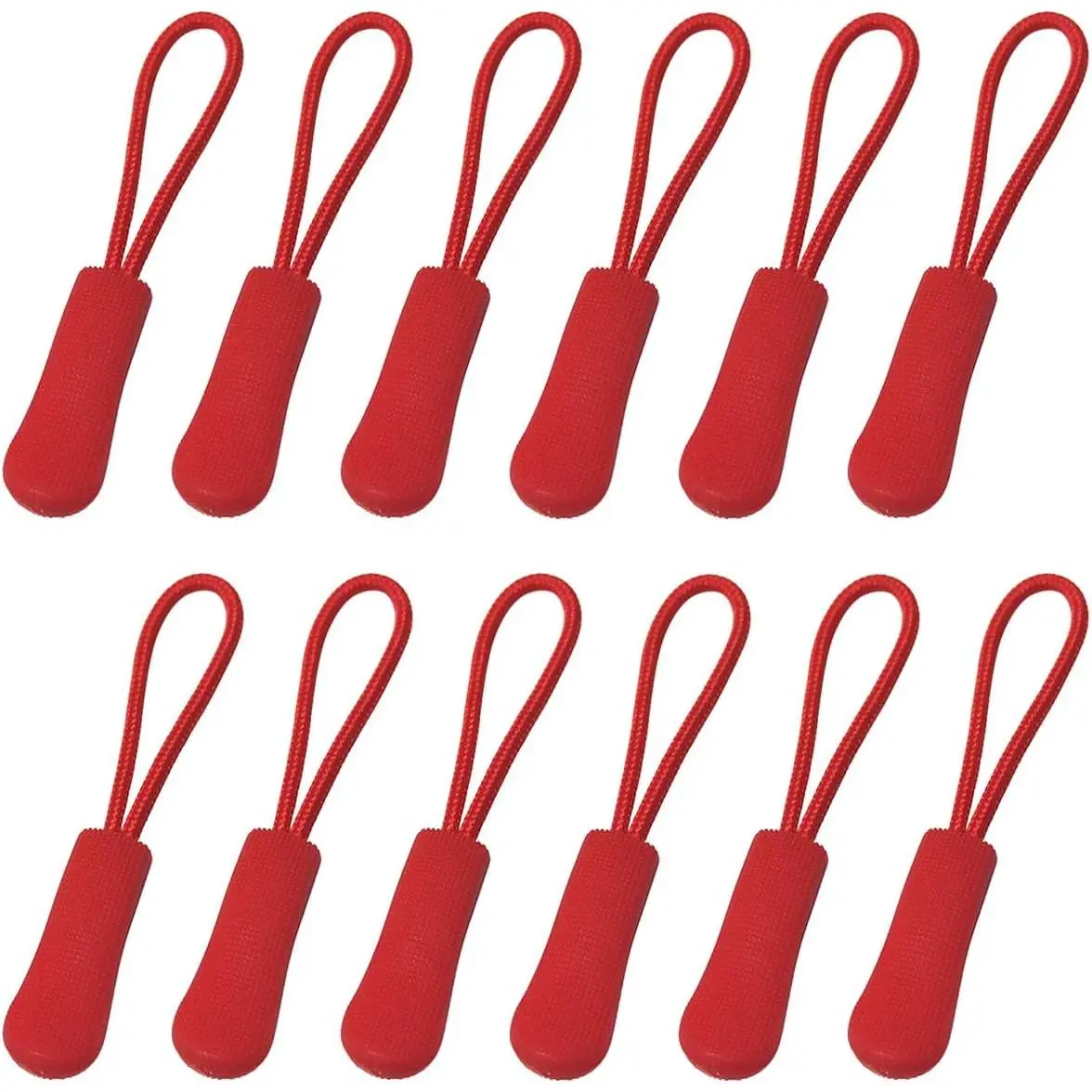 20 count Nylon Cord Extension Zipper Tab Tags for Backpacks, Luggage, Jackets, Purses, Handbags (Red)