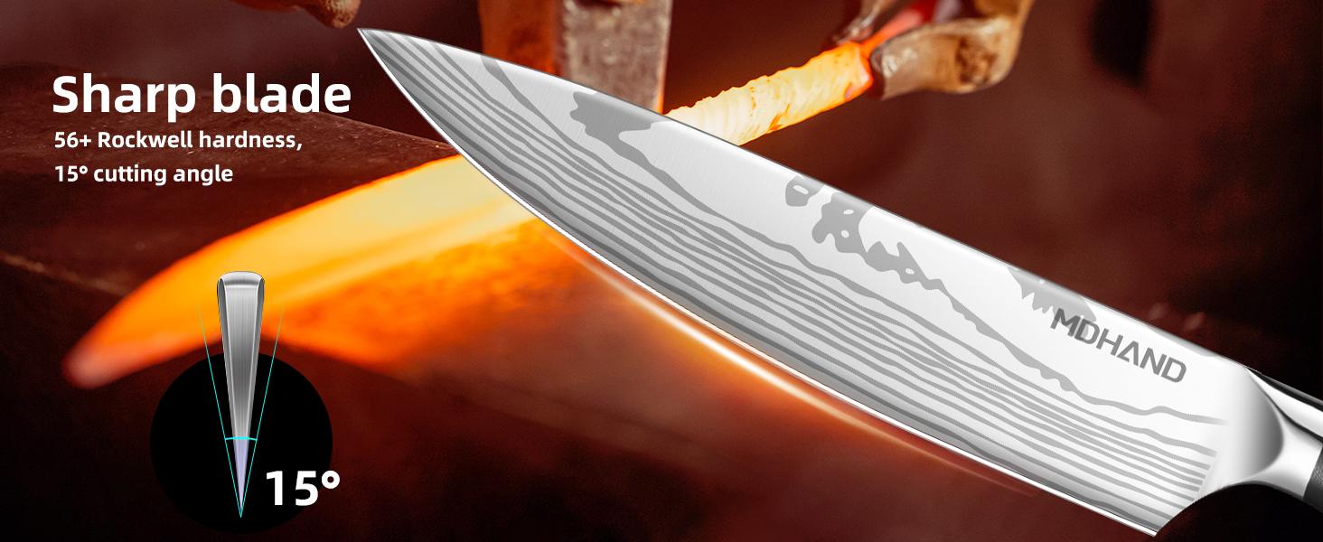 18PCS Kitchen Knife Set, Professional Chef Knife Set with Roll Bag, High Carbon Stainless Steel Japanese Knives, Full Tang Pakkawood Handle, Ultra Sharp