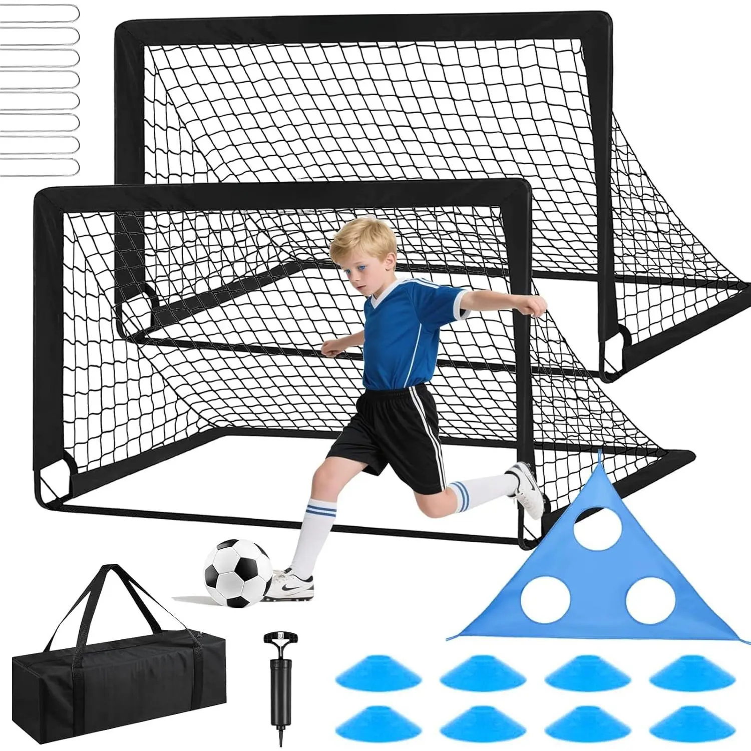 Soccer Goal, 2 of 6x4 Soccer Goals for Backyard with Soccer Net, Soccer Ball, Target, Cones, Soccer  Equipment for   Youth
