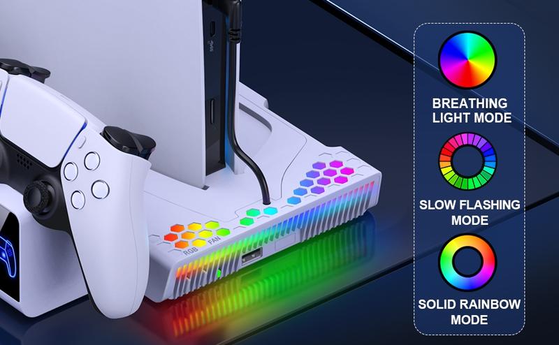 BEBONCOOL For PS5 Slim Cooling Stand Dual Controller Charging Station for Playstation 5 Console  Wall Mount Cooling Station PS5 Charger