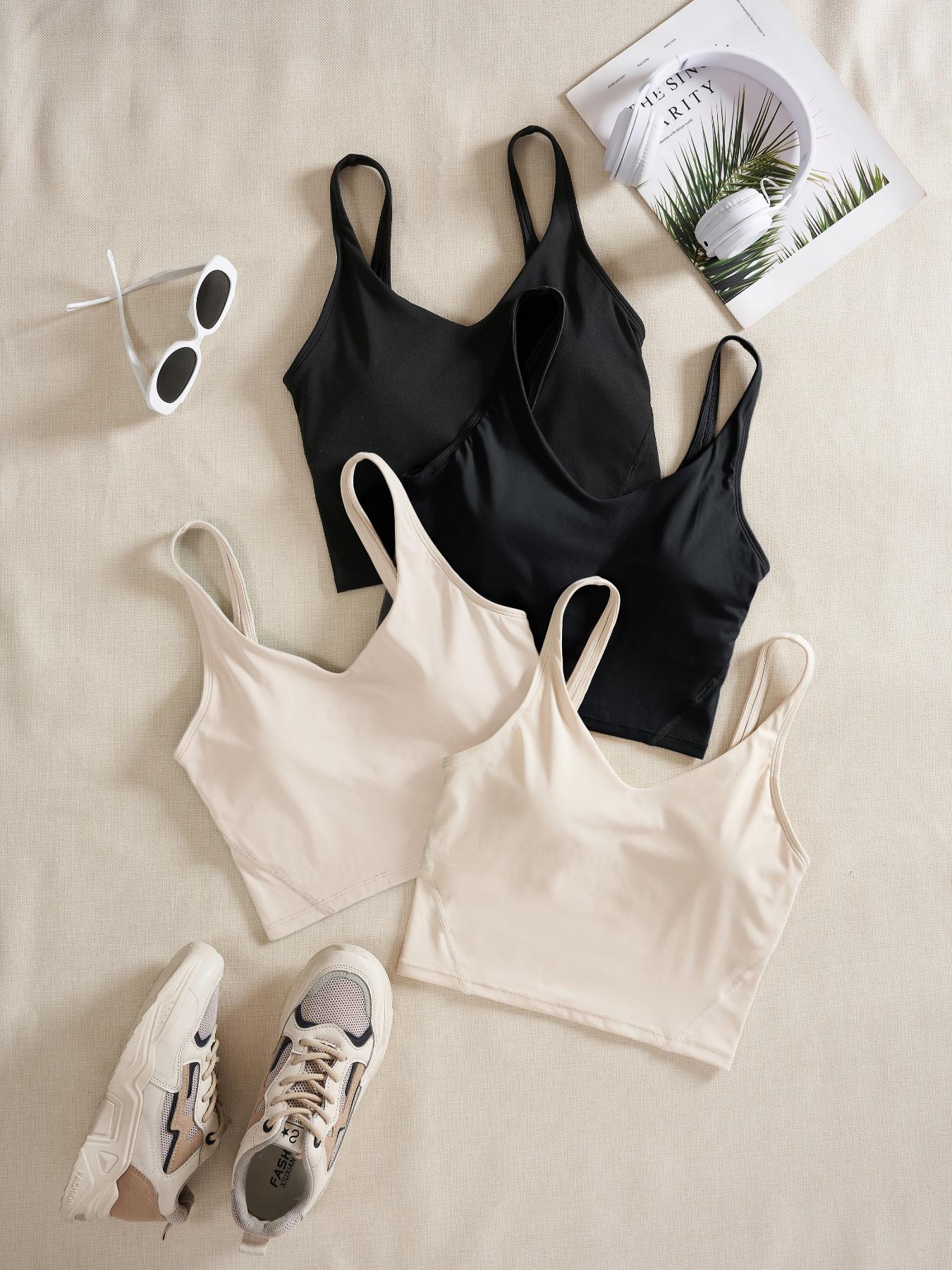 Women's Solid Sports Bra, Quick-Drying Breathable Comfortable Crop Cami Top for Yoga Gym Workout Running, Ladies Sportswear for Indoor and Outdoor Wear