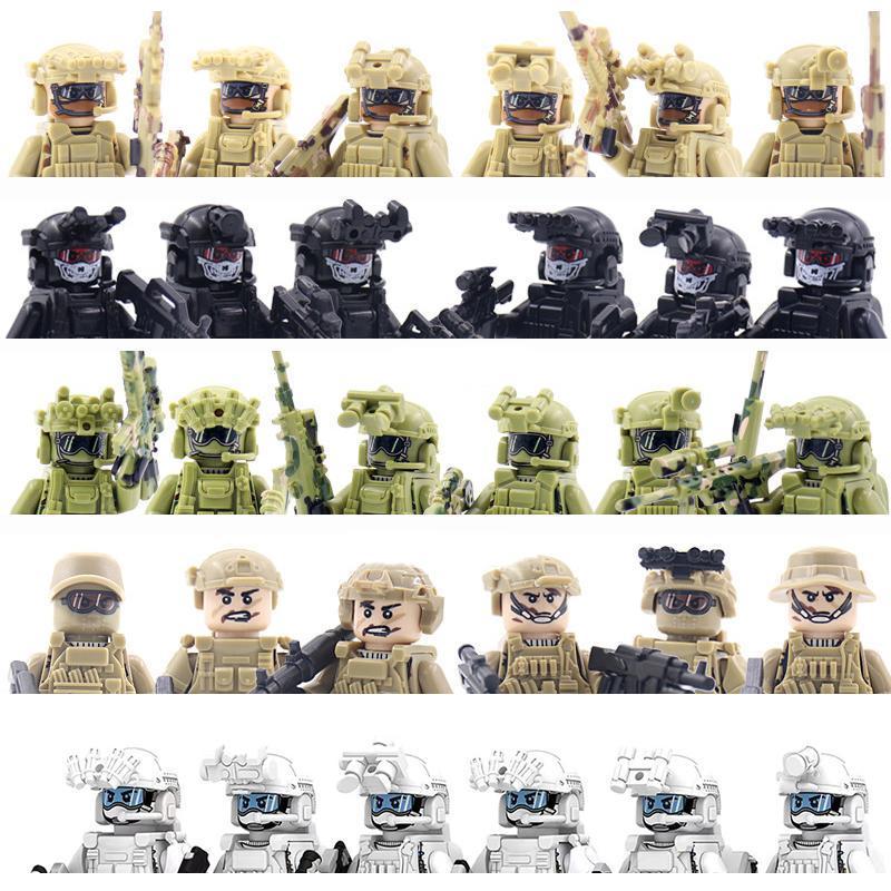 Military Army Building Blocks Ghost Modern City Special Forces Dolls Special Police Weapons and Equipment Boys Assembled popular