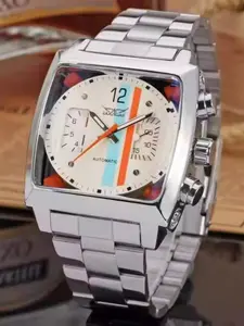 Vintage Square Dial Men's Automatic Mechanical Watch, Stainless Steel Band, Casual Fashion, Birthday Gift, All Seasons