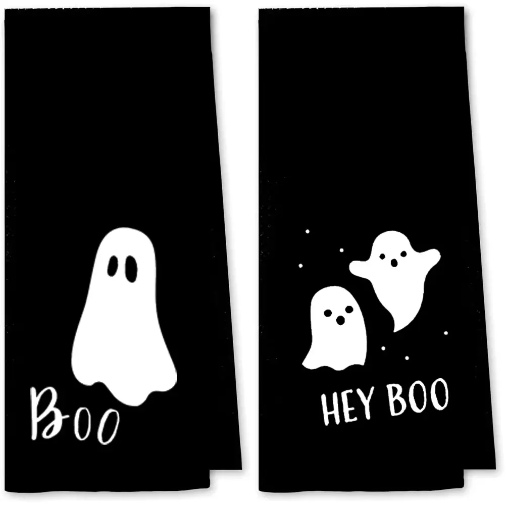 1pcs Black Ghost Boo Halloween Kitchen Towels Dish Towels Trick or Treat Decorative Hand Towels for Bathroom Halloween Bathroom Decor Gift for Host Home