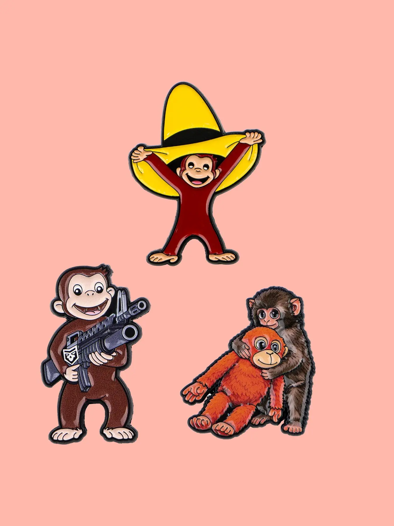 3pcs/set Naughty Monkey Enamel Pins, Brooch Pins, Cartoon Animal Badges, Perfect Gift for Friends and Collectors, All Seasons Fashion Accessory
