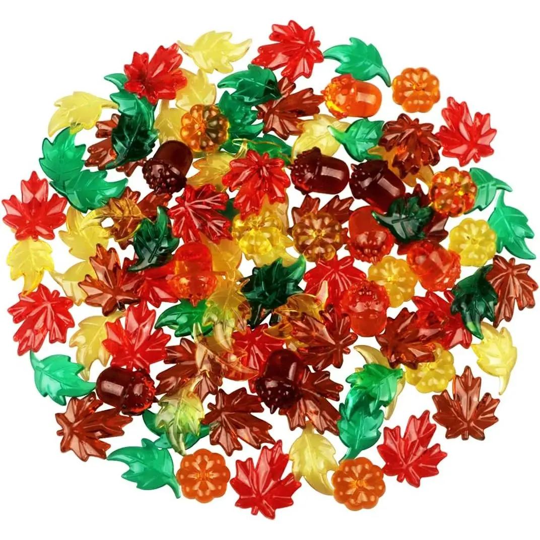 100 count  Leaves Mini Pumpkins Acorns Maple Leaves  Fall Decorations, Thanksgiving Table Scatter Fall Vase Filler  for DIY Crafts,  Decoration, Thanksgiving and Autumn Decor