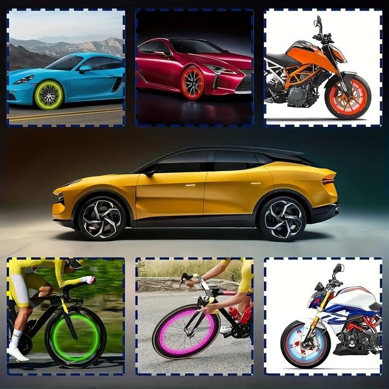 [Glow in the Dark Tire Covers] 8-Pack Glow in the Dark Skull Tire Valve Caps, Universal Fit Luminous Car Wheel Air Covers for SUV, Bicycle, Truck, Motorcycle - Plastic Material