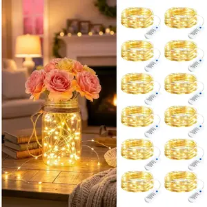 12 Pack Fairy Lights Battery Operated String Lights 8 Modes, 7ft 20LED Warm White Waterproof Silver Wire Twinkle Lights, Firefly Starry Moon Lights for Mason Jars DIY Christmas Wedding Partyfidget toys