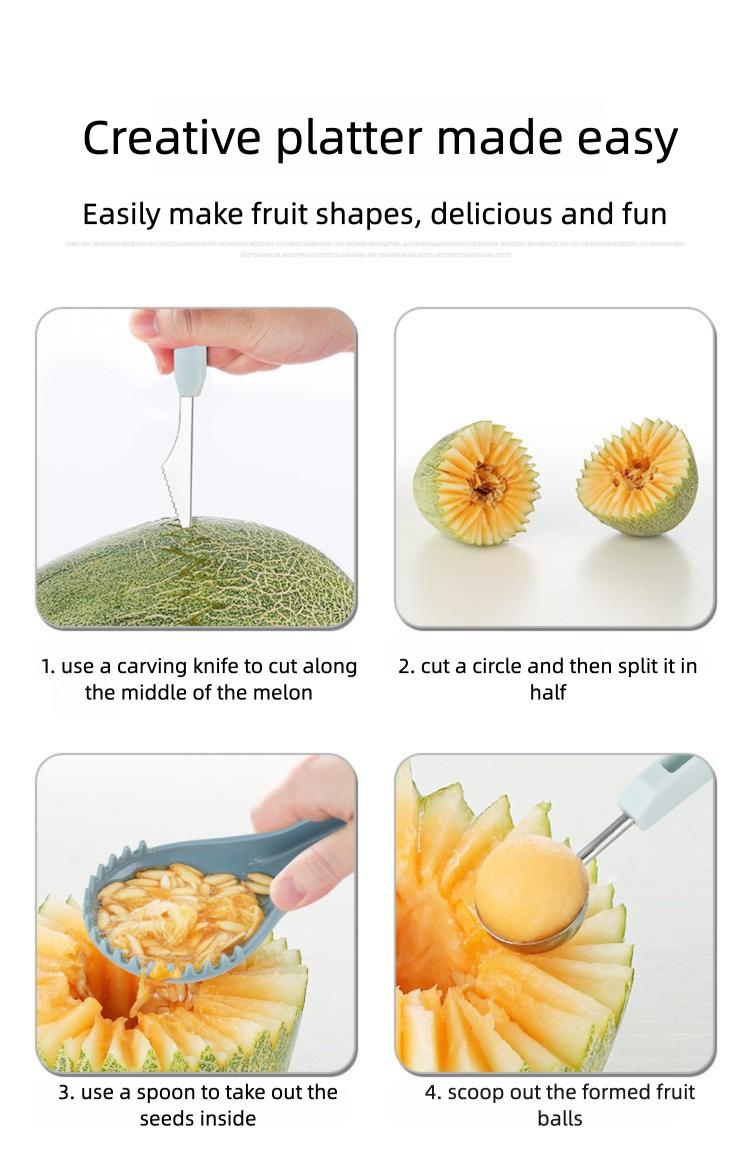 6 in 1 Fruit Baller Cutter Set Multi Function Fruit Carving Tools for Fruit Platter Decoration