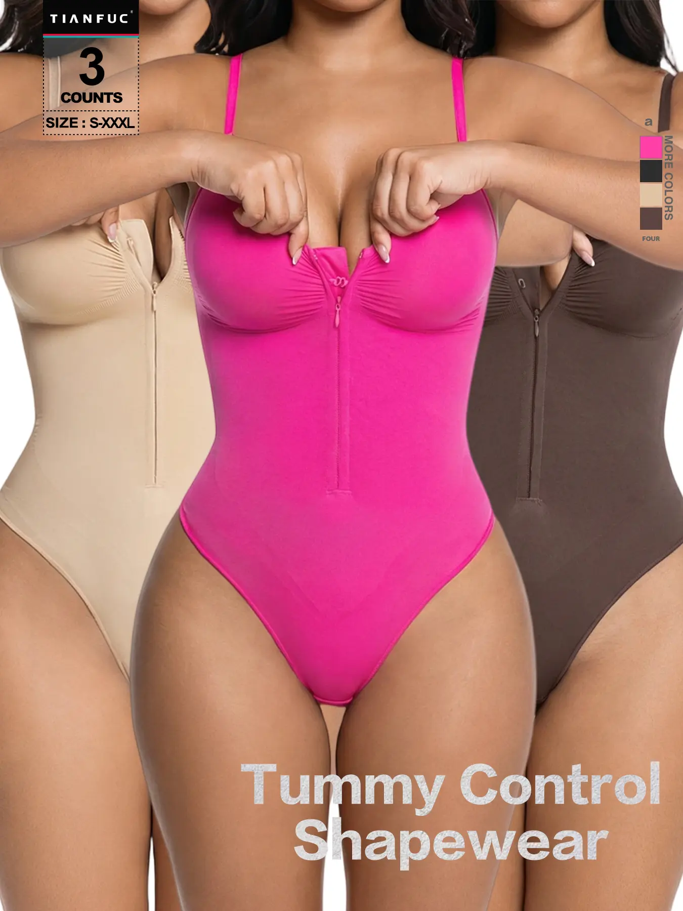 2026 New Women's Seamless Romper, Y-Type Sexy Design, Plain Pattern, Zipper Detail, Breathable Comfort, Wear-Anywhere Lingerie Underwear Shapewear Bodysuit