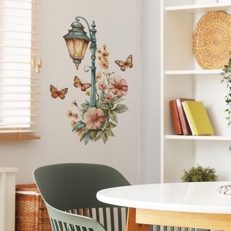 Creative Retro Streetlight Flowers Wall Stickers For Living Room Decor Mural Bedroom Door Home Decoration Self-adhesive Decals Creative Retro Streetlight Flowers Wall Stickers For Living Room Decor Mural Bedroom Door Home Decoration Self-adhesive Decals