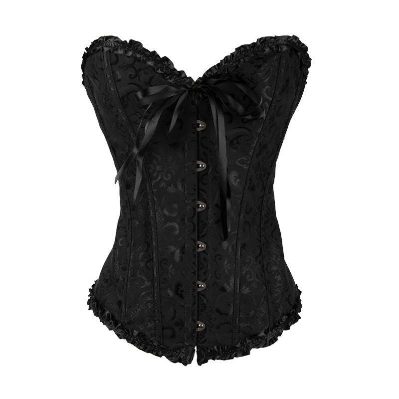 Vintage Jacquard Corset Top for Women |   French Court Style Overbust Bustier |   Boned Waist Trainer Shapewear