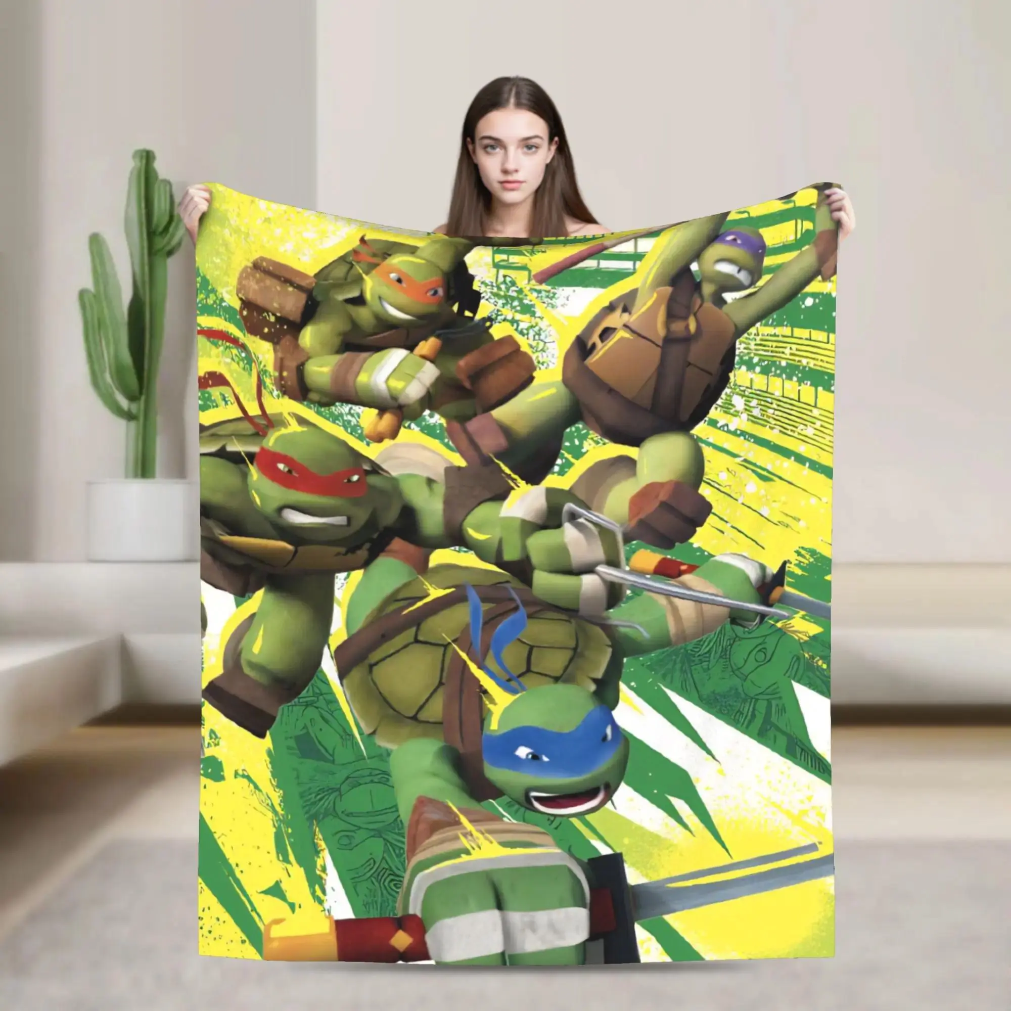TMNT Ninja Turtles Game Flannel Blanket Soft Warm Throw Blanket for Bedroom Sofa Bed Gift