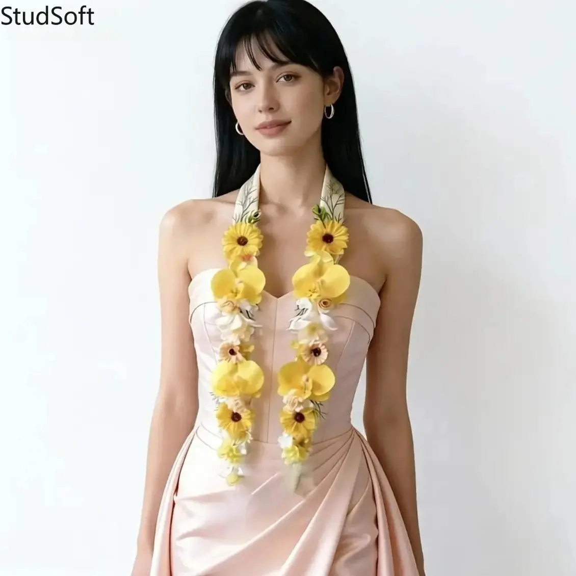 Graduation Lei Hawaiian Tropical Orchid Flower Necklace with Mixed Artificial Blooms Durable Lightweight Reusable for Graduation Party Ceremony Photo Shoot Summer Celebrations 2026 Seniors
