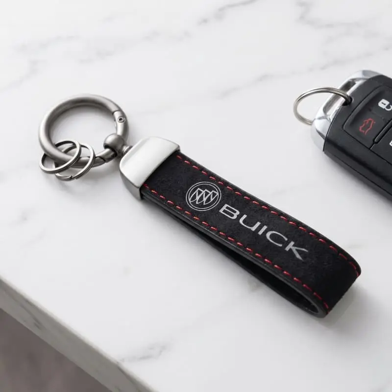 Premium Suede Car Key Cover Keychain Fit Buick Envision Encore GX Enclave Envista LaCrosse, Wear Resistant Smart Key Fob Holder