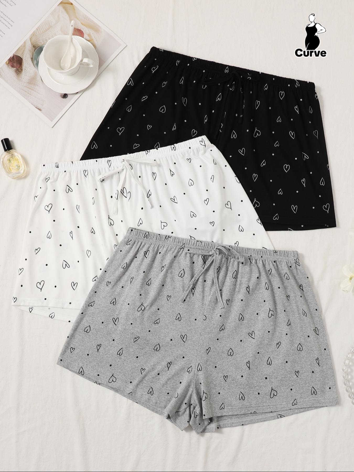 【Plus Size】 All Over Bow Print Pajama Shorts, Casual Comfy Sleep Shorts for Women, Women's Sleepwear for All Seasons, Loungewear, Pjs
