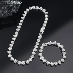 2Pcs Heart Cuban Link Chain Necklace Set for Women & Teens, Hip Hop Aesthetic Jewelry Set Trending on TikTok, Gold Choker Statement Necklace for Party, Birthday, Valentine’s Day & Daily Wear Gift summerwins