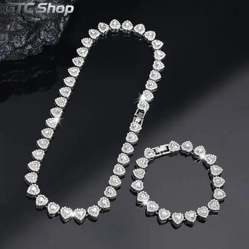 2Pcs Heart Cuban Link Chain Necklace Set for Women & Teens, Hip Hop Aesthetic Jewelry Set Trending on TikTok, Gold Choker Statement Necklace for Party, Birthday, Valentine’s Day & Daily Wear Gift summerwins summerwins