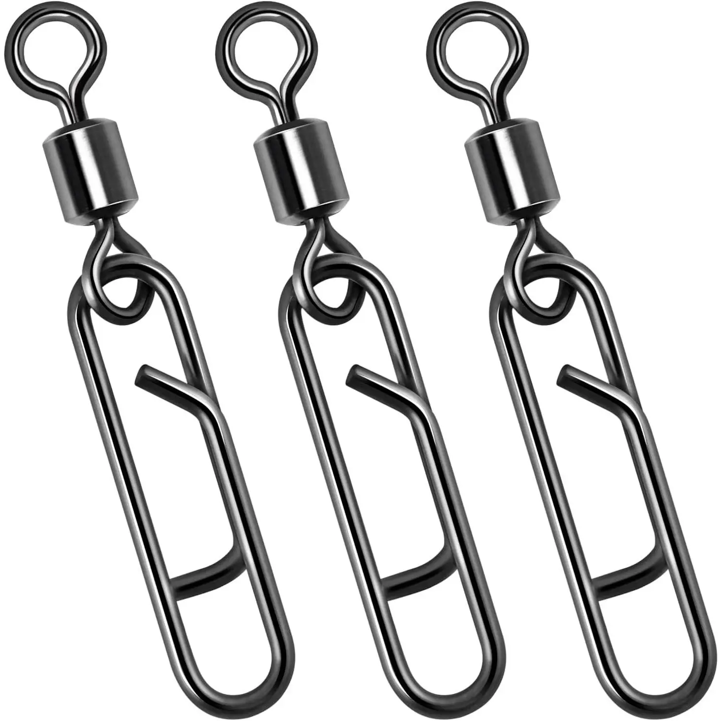 Fishing Clips with Swivels, Speed Power Clips with Barrel Swivels Quick Change Lure Snap Swivels Fishing Tackle Leader Line Connector for Freshwater & Saltwater