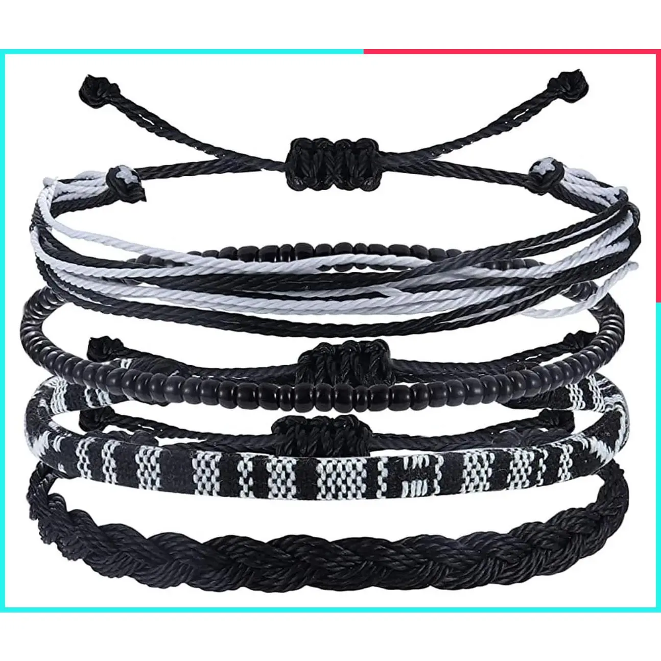 Beach Summer Handmade Braided Ankle Bracelet for Women Adjustable Waterproof Surfer Anklet
