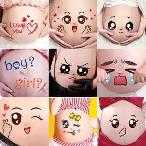 9 Fun Facial Pregnant Stickers, Suitable for Pregnant Women with Various Paper Abdominal Stickers, Humorous Facial Expressions, Easy to Apply and Remove, Fun Pregnancy Gifts | Humorous Design | Safe for Skin