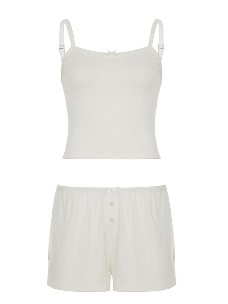 Women's Plain Cami Top & Shorts Two-piece Set, Casual Comfy Spaghetti Strap Camisole & Shorts Set, Ladies Clothes for Summer,  Two Piece Outfits for Women