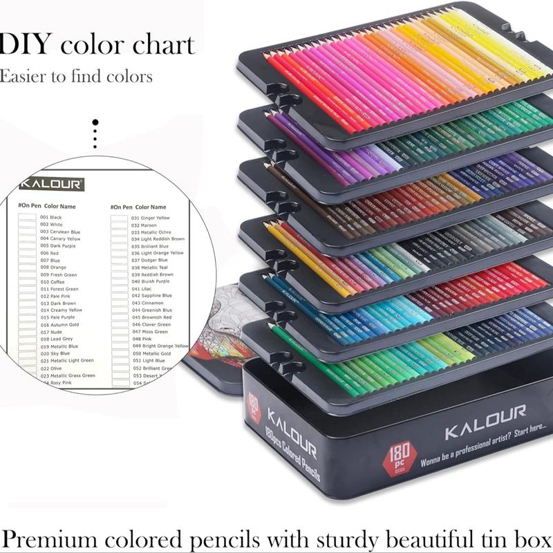 Colored Pencil Set, 180pcs/set Premium Colored Pencils, Wax-based Pencil for Coloring Drawing Sketching Shading Blending, Art Supplies for Adults Artists