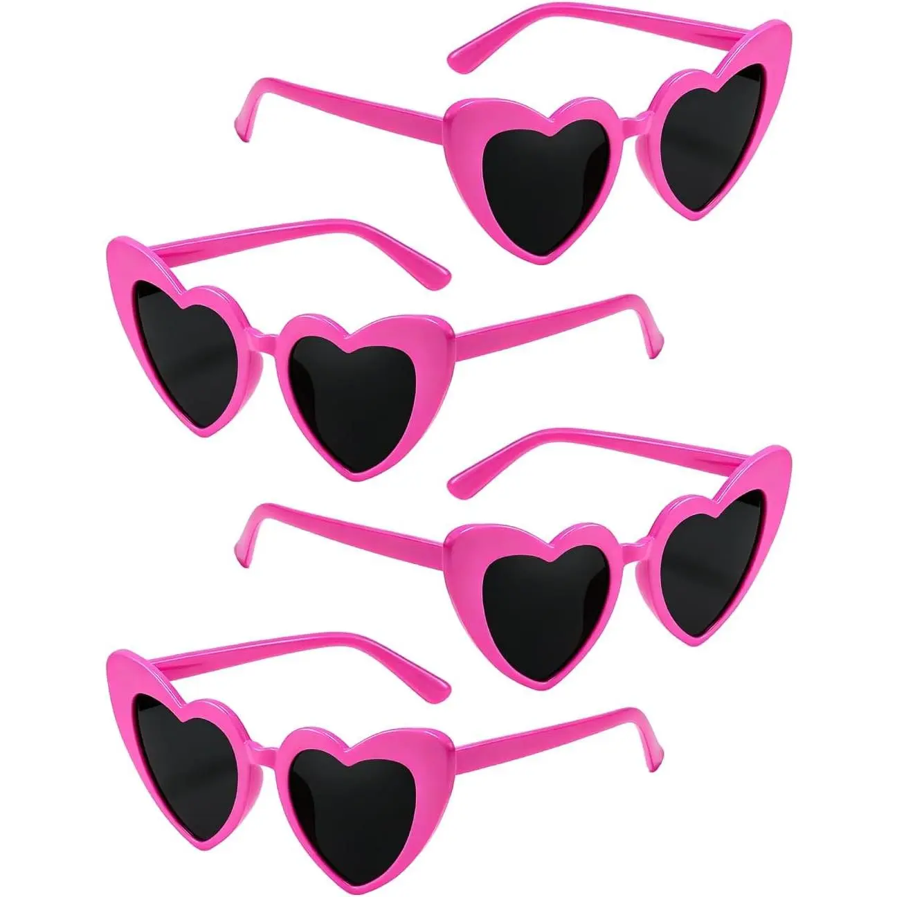 4 Pack Heart Shaped Sunglasses Trendy  Eye Love Heart Glasses  Retro Heart Sunglasses for Women