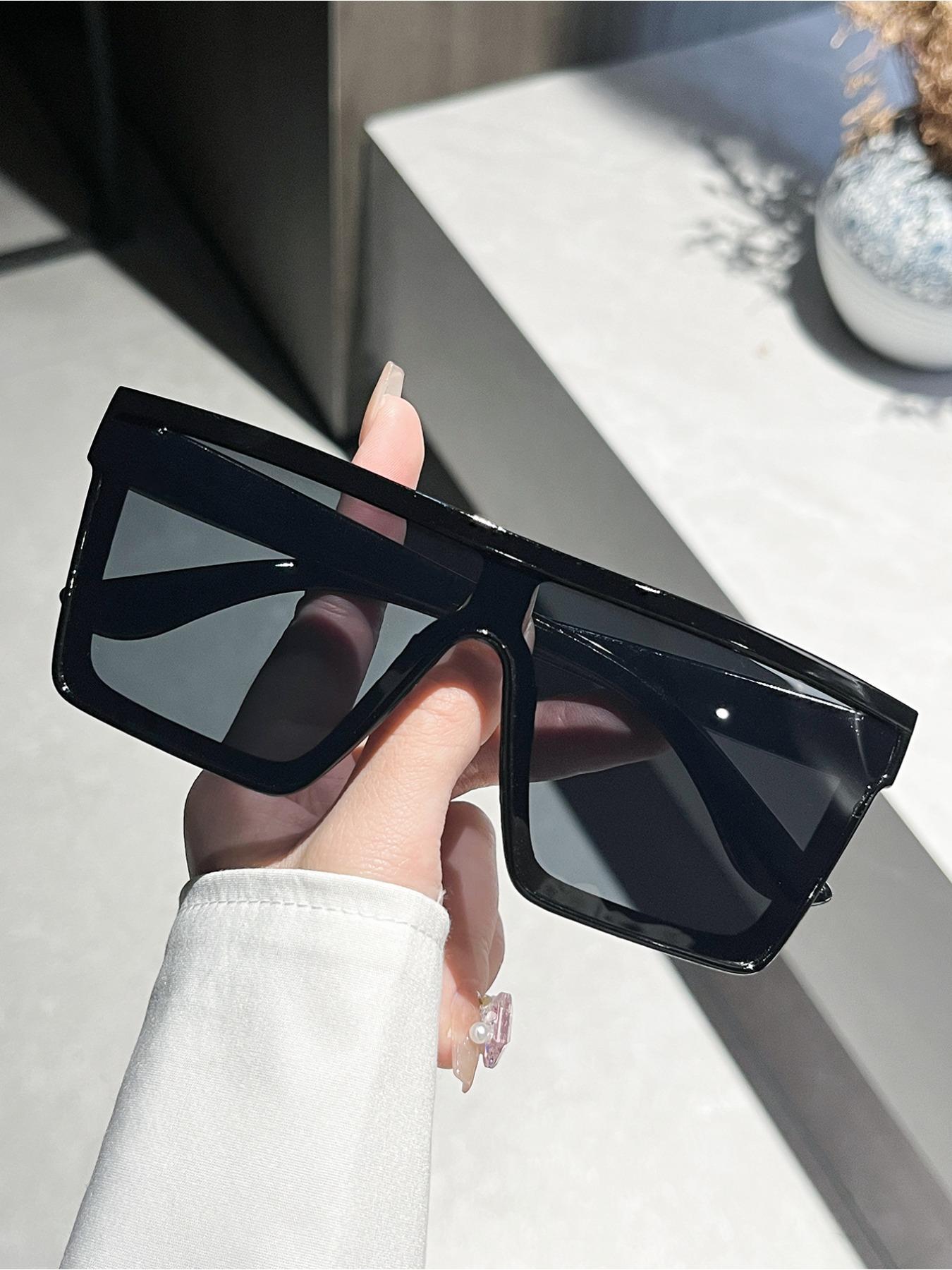 Unisex Simple Style Plain Color Sunglasses, Trendy Casual Full Rim Sunglasses for Everyday Use, Fashion Accessories for Outdoor Activities, Trendy Beach Eyewear