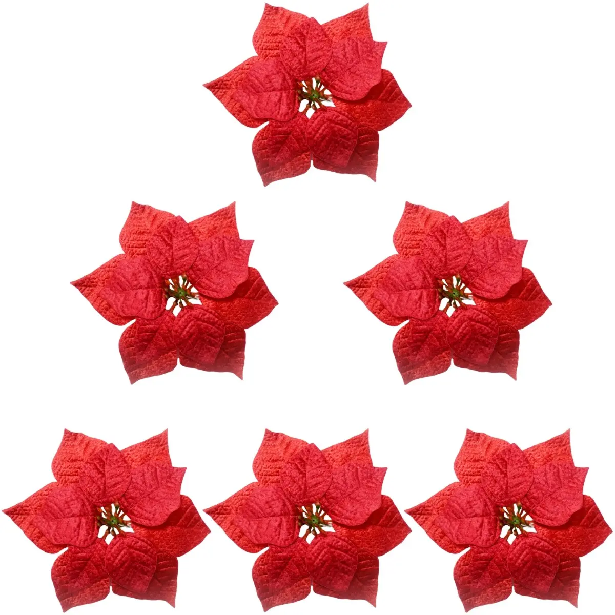 6Pcs Velvet Christmas Wreath Decor, Realistic Flowers, 8.25-Inch Holiday Tree Ornaments, Party Wedding Decorations