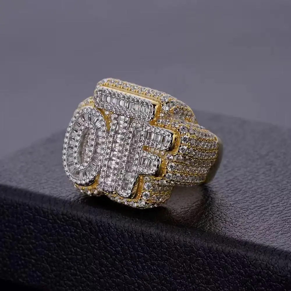 Men's 3-83-1 Classic High Street Hip Hop Ring, Creative Copper Inlay Zircon Cool OTFJ Personality Trendy Male Costume Jewelry Statement Ring Beautiful Rings men's jewelry trendy costume jewelry