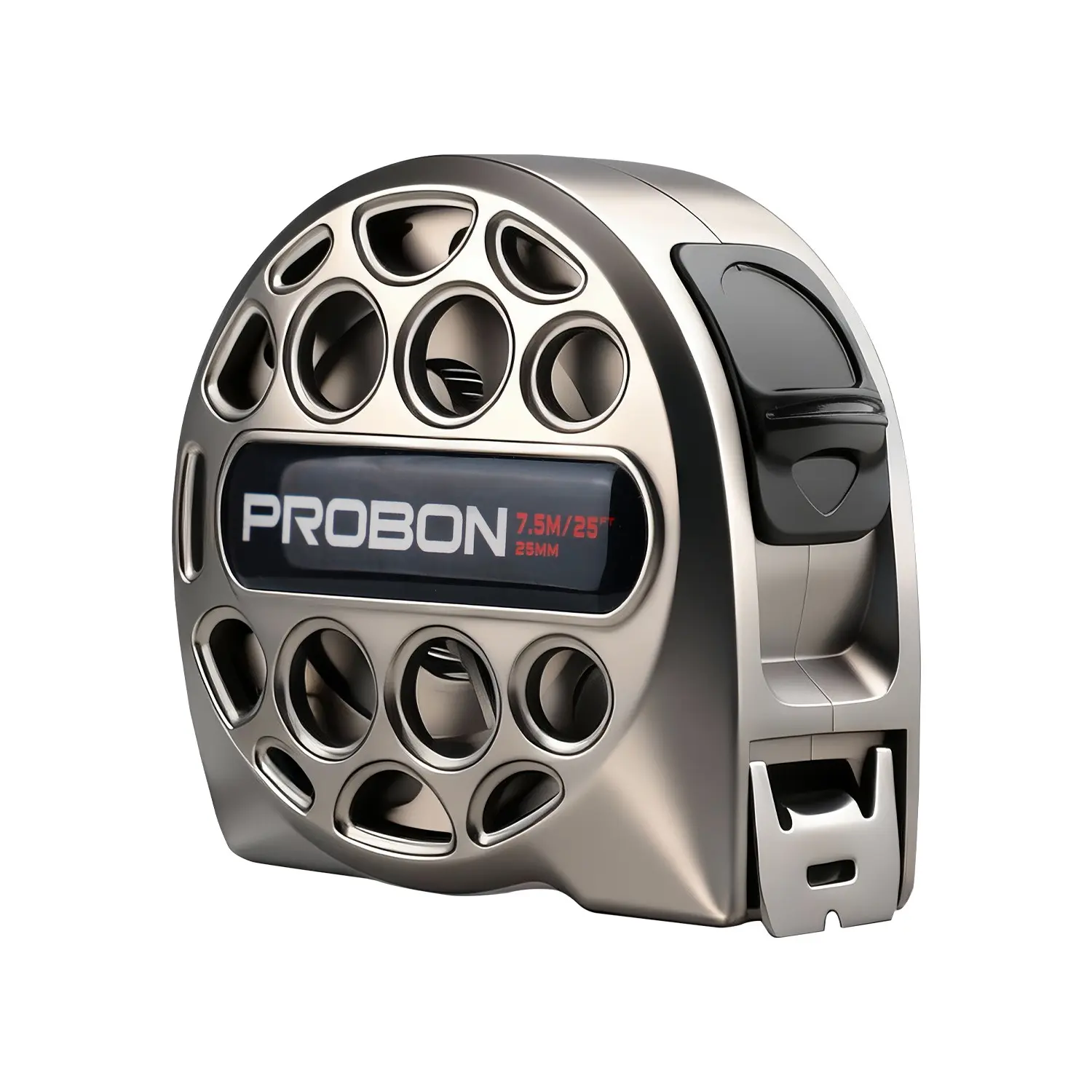 Probon 25ft/7.5m Hollow Steel Tape Measure, Waterproof Dustproof Industrial Tape, Shockproof Rustproof, High Precision, Belt Clip & Lanyard Included