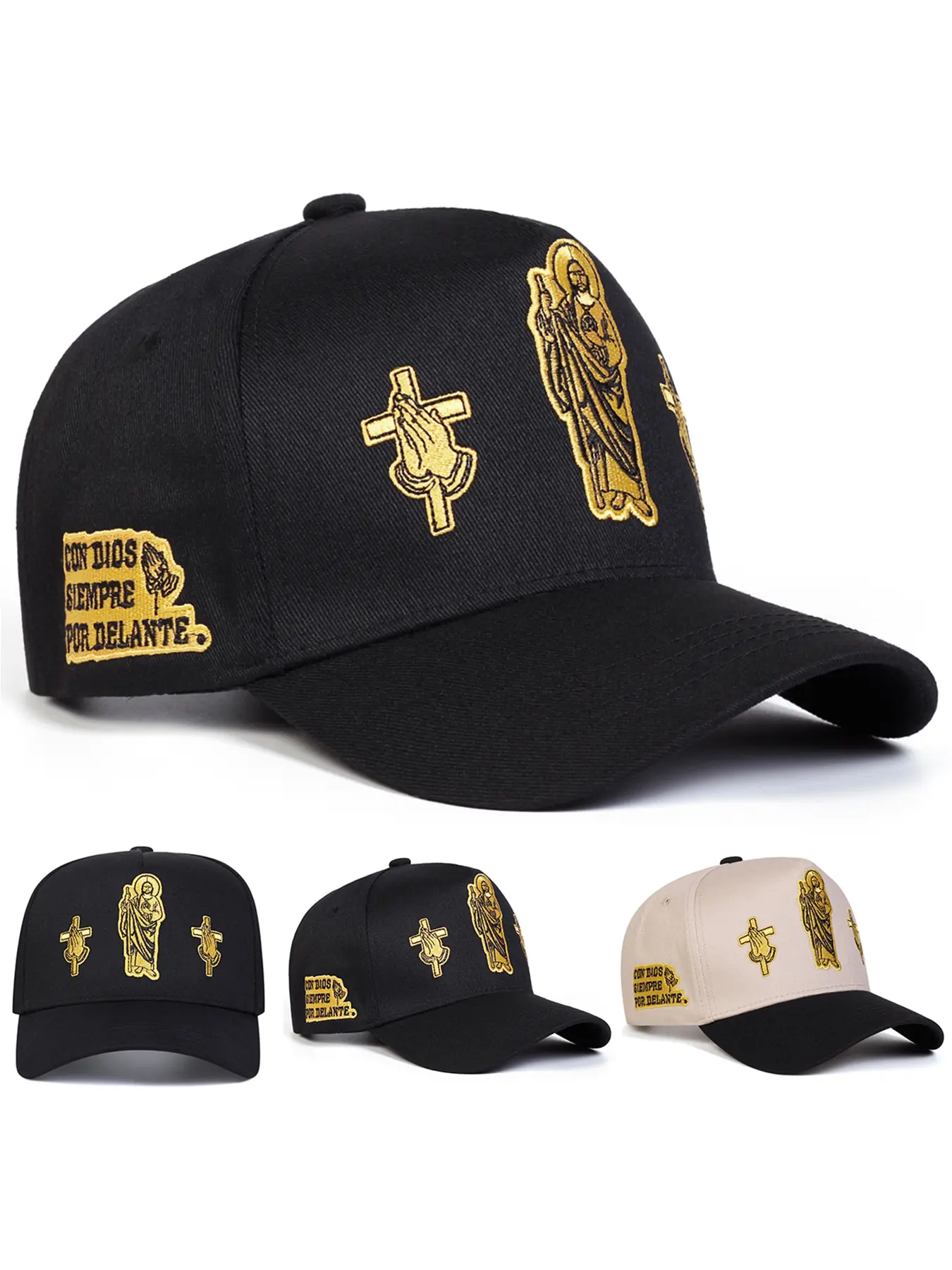 Unisex Jesus Prayer Cross Baseball Hat, Snapback Cap, Fitted Snapback Hats, Adjustable Sun Protection Outdoor Casual Cap, Spring & Fall Travel Beach Vacation Wear, Adjustable Stylish Hat, Hat With Cross