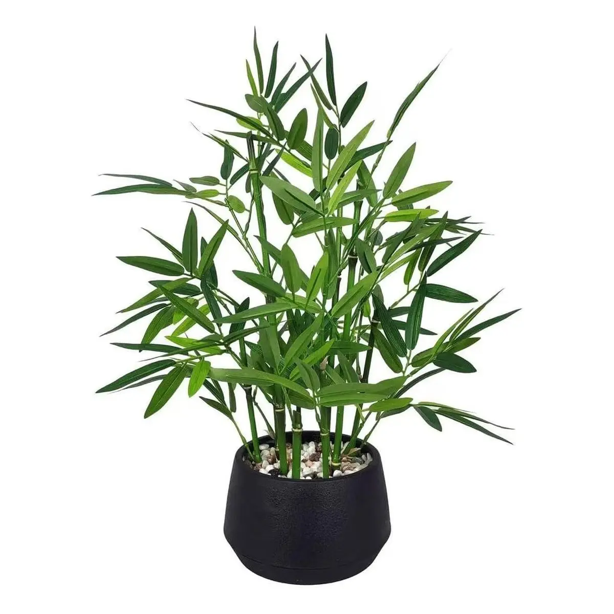 Potted Artificial Bamboo Plant, 18 Inch Tall Faux Bamboo in Black Pot, for Home Office Kitchen Counter Top Indoor Decor