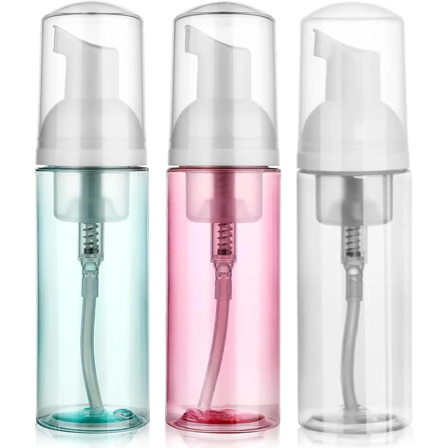 Foaming Soap Dispenser Pump Bottle - 3 Pack 60ml/2oz Clear Plastic Refillable Travel Pumps, Leak-Proof Lock, Lightweight Portable for Hand Soap, Facial Cleanser, Shower & Travel Use
