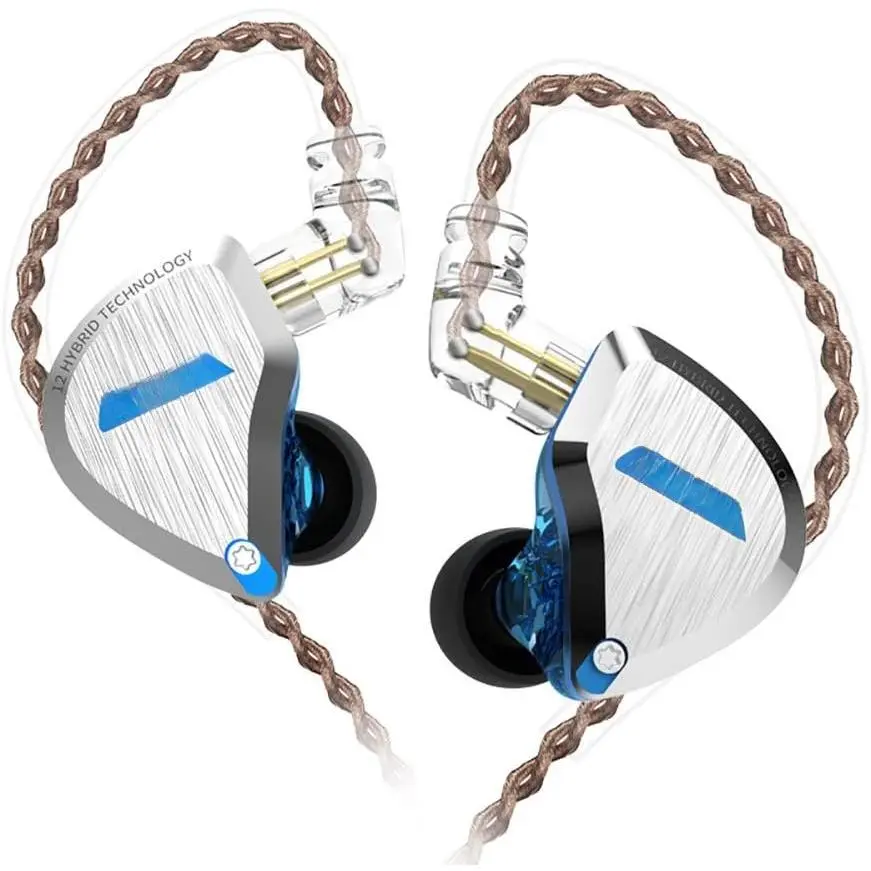 C12 in-Ear Monitors, 5BA+1DD Hybrid HiFi Stereo Noise Isolating IEM Wired Earphones/Earbuds/Headphones with Detachable -Free  2Pin for Musician Audiophile (Without MIC, Dream Blue)