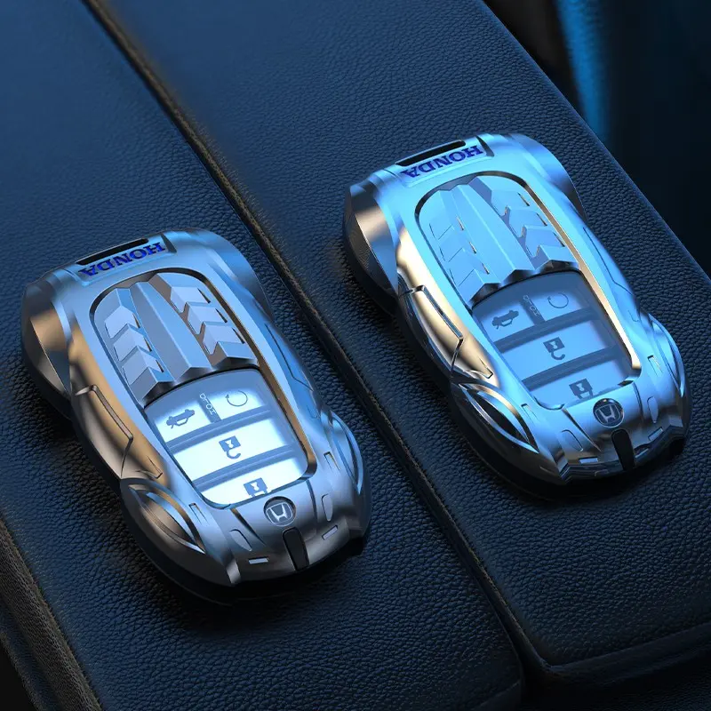 Metal Car Key Cover for Honda Models, Stylish Remote Protection Case, Durable Keychain Accessory, Fits Multiple Honda Vehicles