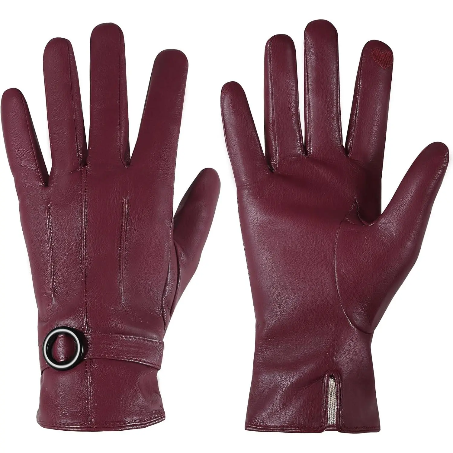 Womens Winter Leather Gloves for Women, Warm Touchscreen Texting Cashmere Lined Warm Lambskin Gloves